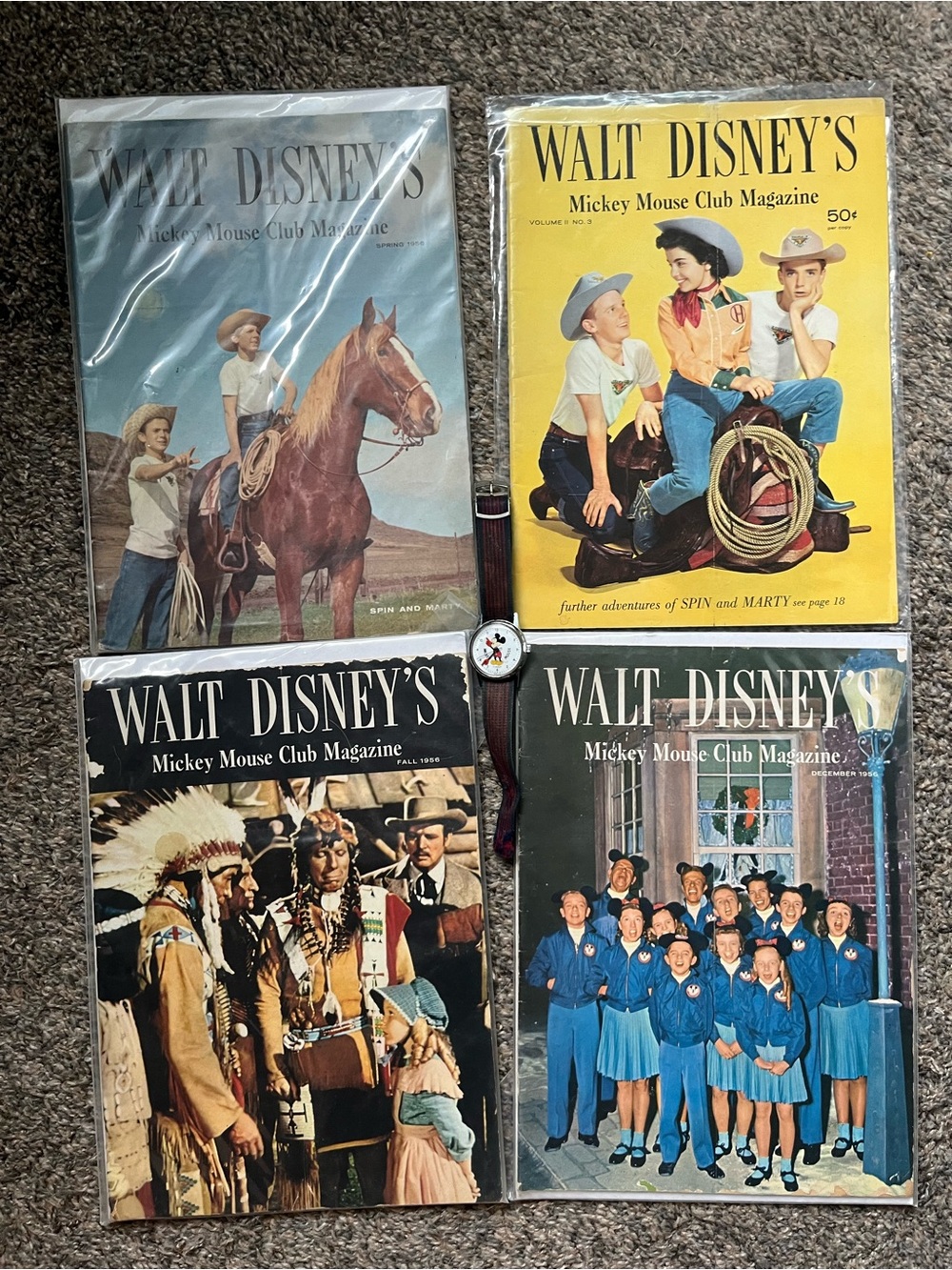 Walt Disney's Mickey Mouse Club Magazine Lot (4 issues) and watch